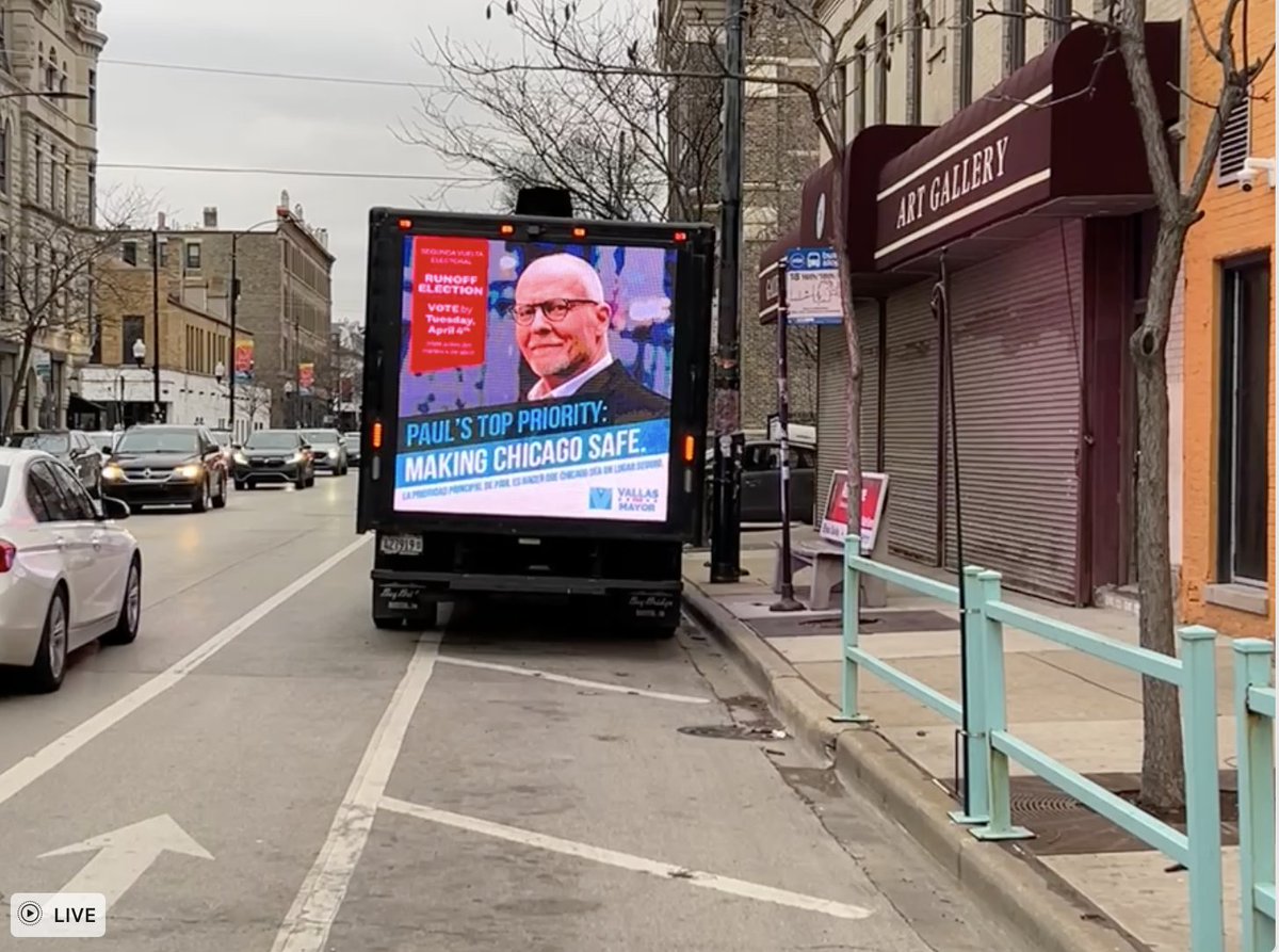 .@PaulVallas saw your campaign truck parked on 18th today....touting focus on safety while parked in an active bus stop and obstructing the bike lane. Just another example that your words are empty. Brandon Johnson for Chicago mayor! Vote for @Brandon4Chicago! #BrandonIsBetter