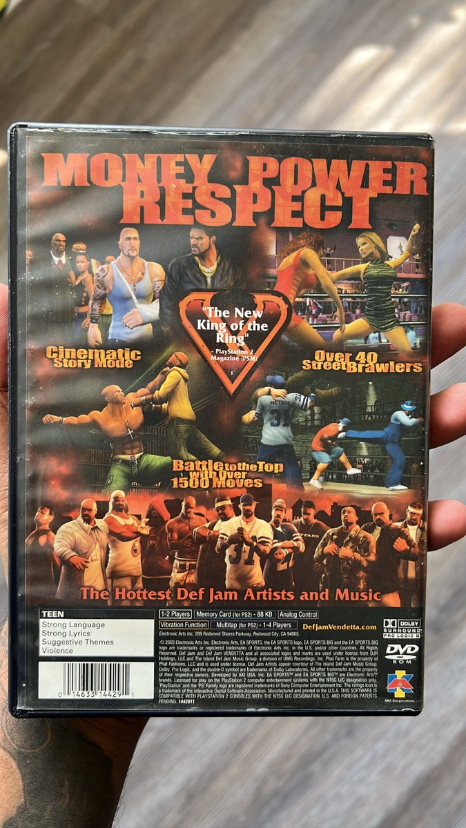 kwan__don's tweet image. 20 years today. Always loved music but this game is why I fell in love with Hip-Hop at 8 yrs old. I made my first Mix CDs b/c of this game &amp;amp; added songs from this soundtrack on them. I still have all the CDs. Putting Rappers in a wrestling game was a great idea. #DefJamVendetta