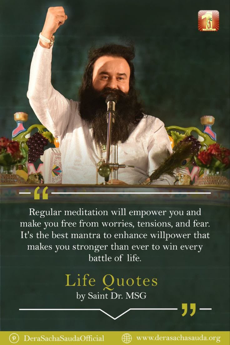 mainisabb's tweet photo. The joy of Method of
Meditation is so
long-lasting that if
one tastes it once it
doesn't descend in
both the worlds. #SaintDrMSG
#SpiritualSunday 
Dera Sacha Sauda https://t.co/ZV7Pxkg958