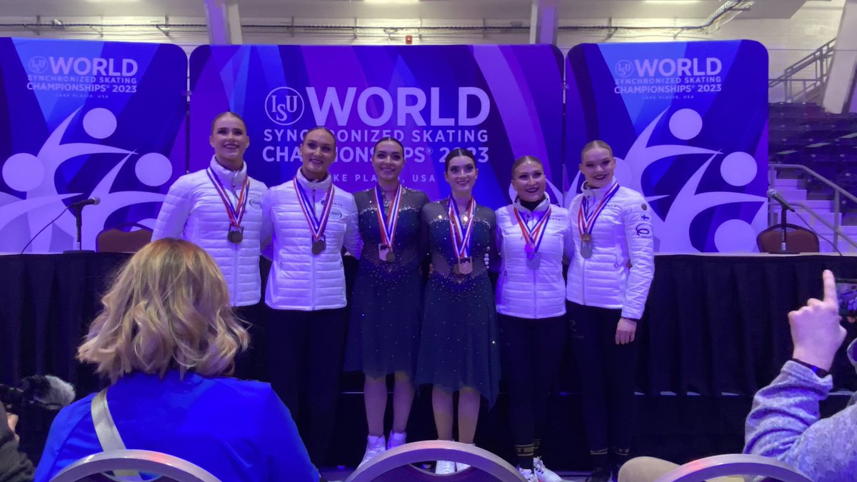 fsonline's tweet photo. The #WorldSynchro medalists in order of how they placed in the free skate (Unique was second in free skate and third overall while Helsinki Rockettes were third in free skate and second overall!) https://t.co/hTByPDcnRk