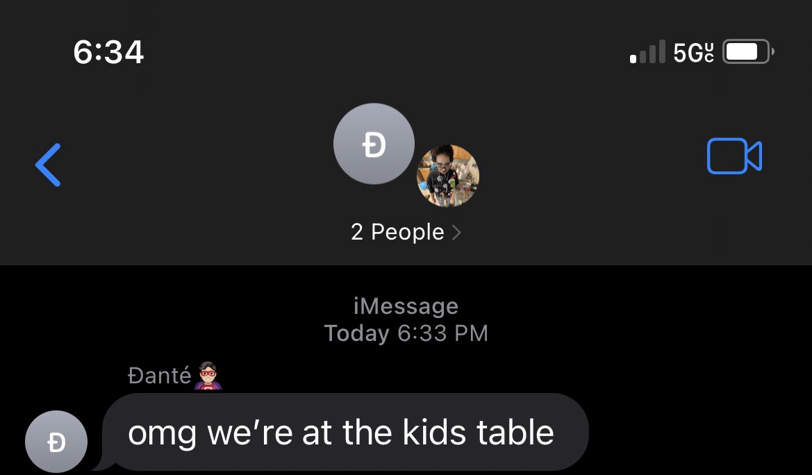 nanamiswifey333's tweet photo. @DanteSannelli j informed me that we are in fact sitting at the kids’ table @garlicbreadloaf https://t.co/bhclkC0ozy
