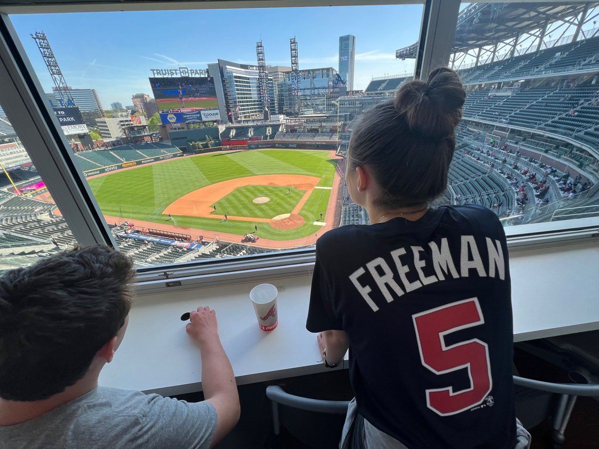 Watched the <a href="/Braves/">Atlanta Braves</a> play on the big screen from the press box today. My baby girl is still a <a href="/FreddieFreeman5/">Freddie Freeman</a> fan. However, she will be rocking her <a href="/austinriley1308/">Austin Riley</a> jersey come the home opener!