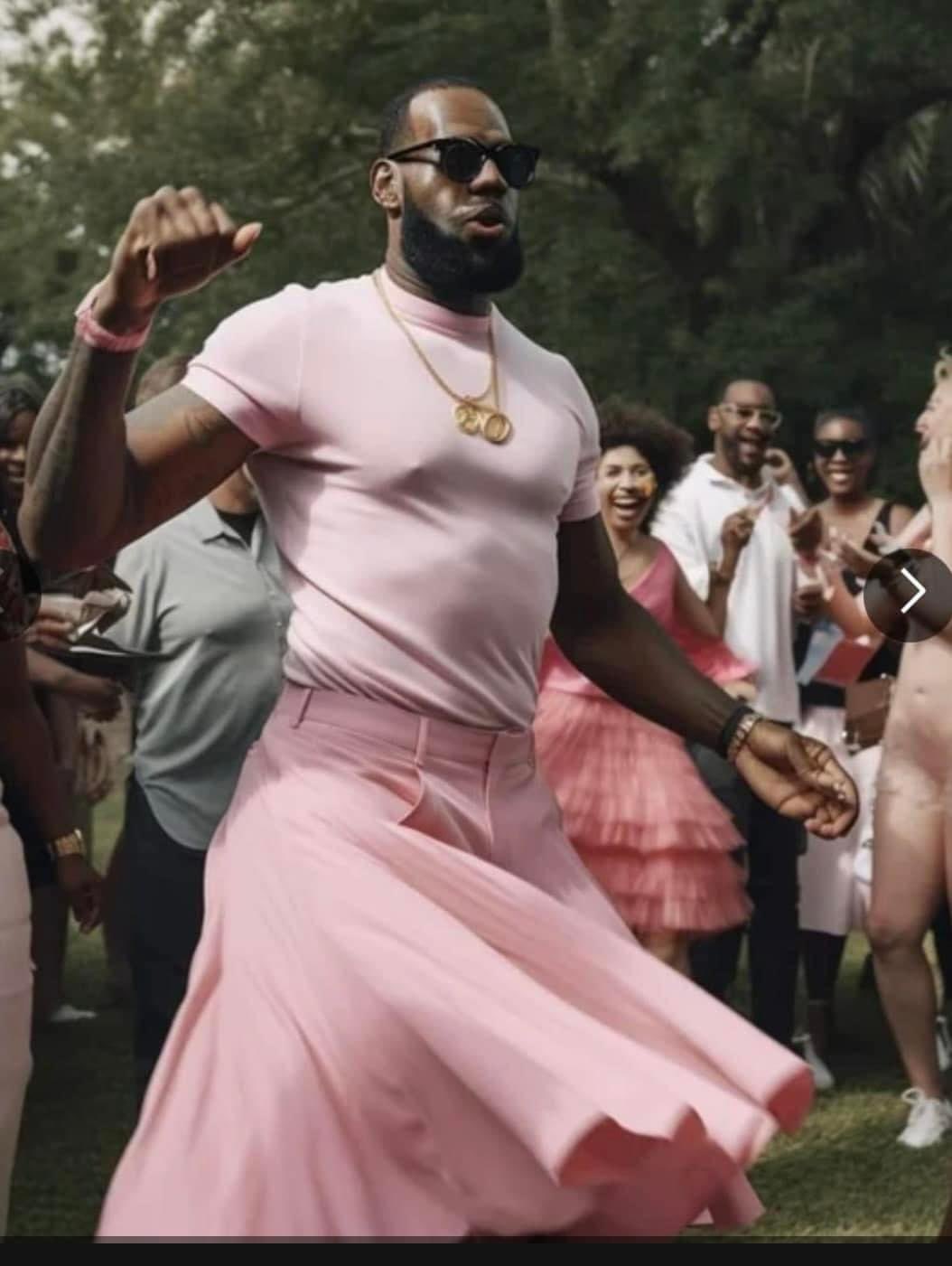 lebron in pink dress