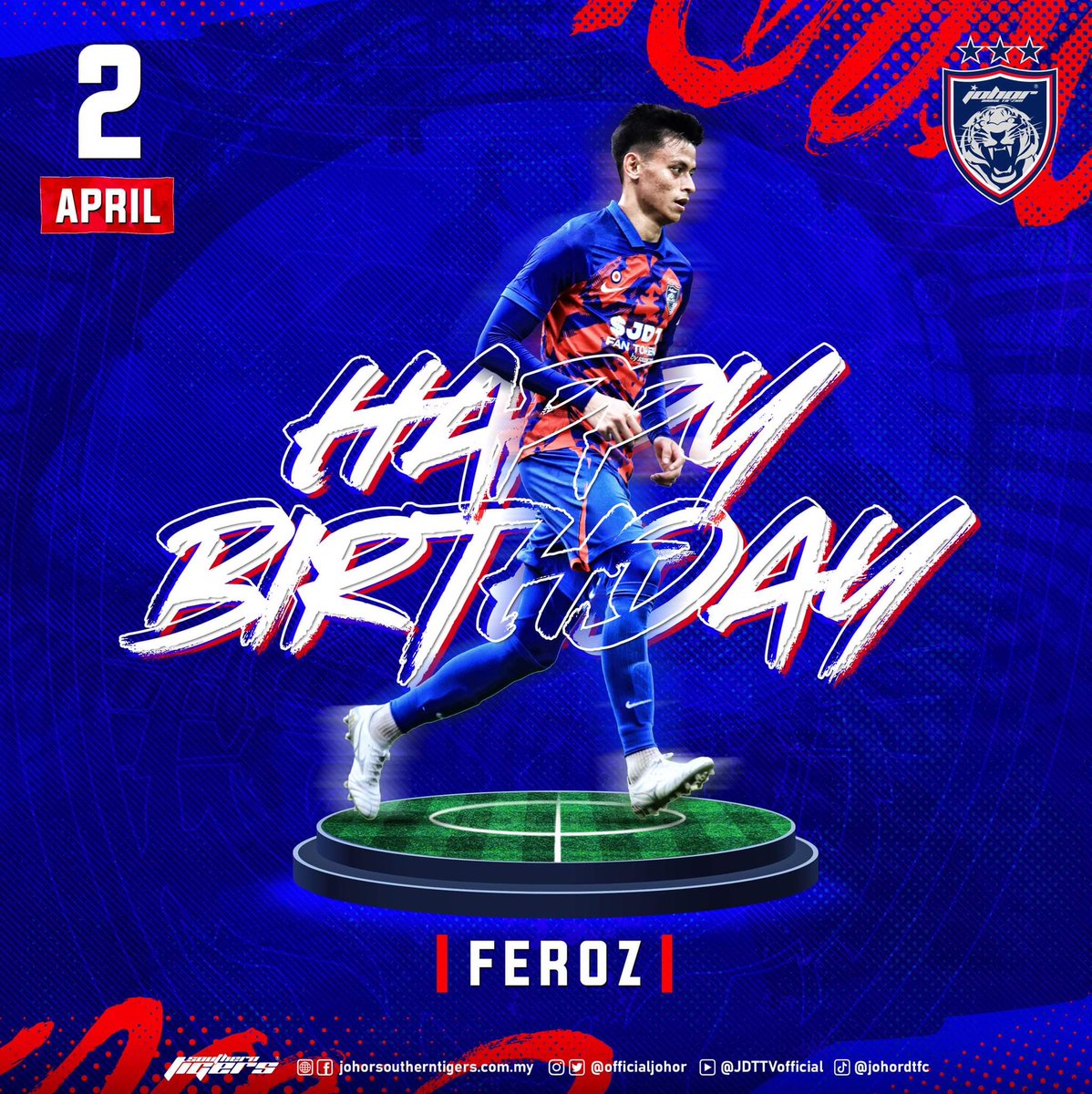 OfficialJohor's tweet photo. HAPPY BIRTHDAY FEROZ BAHARUDIN

Hidup Johor Demi Johor
#WhatCanYouDo
#HarimauSelatan
#SouthernTigers
#PermataSelatan
#JewelOfTheSouth
#JDTuntukSemua
#JDTforAll https://t.co/xgIUXCLPaA