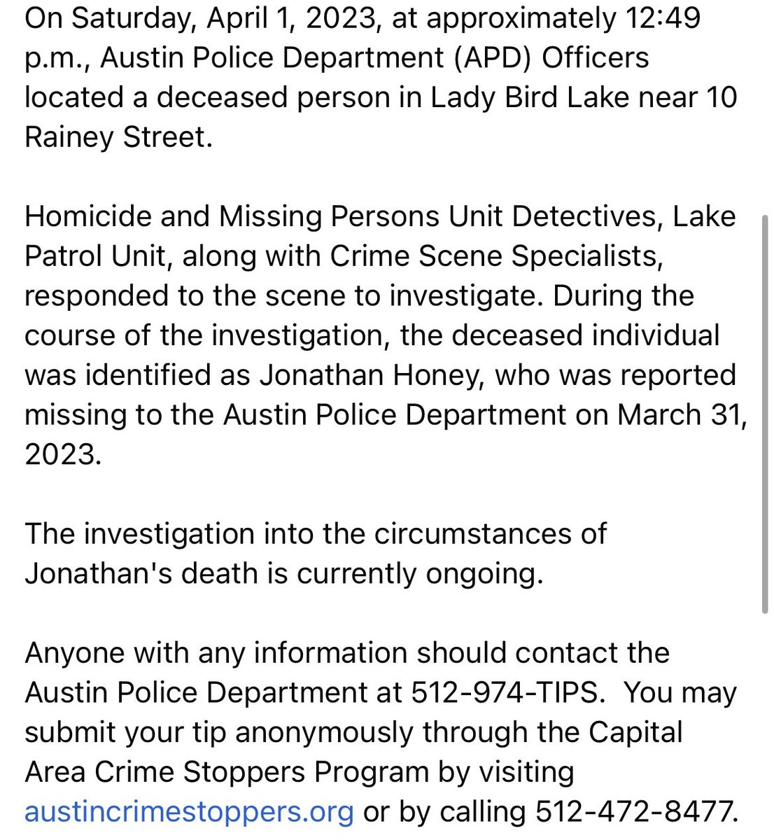 DougTheDadd's tweet photo. He was reported missing 3/31 and was identified today. We need answers, this is not just a coincidence. https://t.co/DVLMfqZI7h