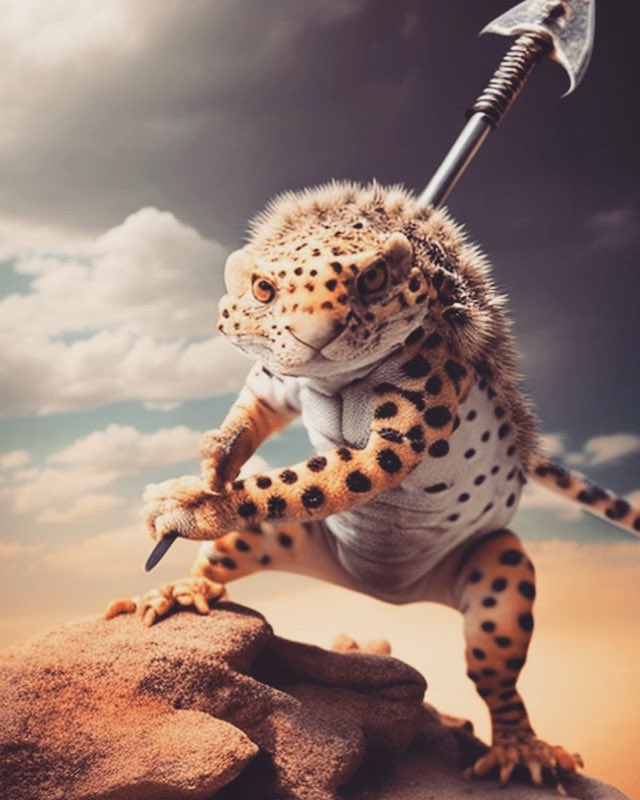[ Leopard Gecko Warrior] #Gatherer #terrain #land #blackart #blacknft #edibleart #warrior #lizard #edible #8kart #insectivore #petenthusiasts #exoticpets #trippy #trippyart #arborial #terrarium #vivarium #exoterra #herbivore #toyartists #collectibles #saturdaymorningcartoons
