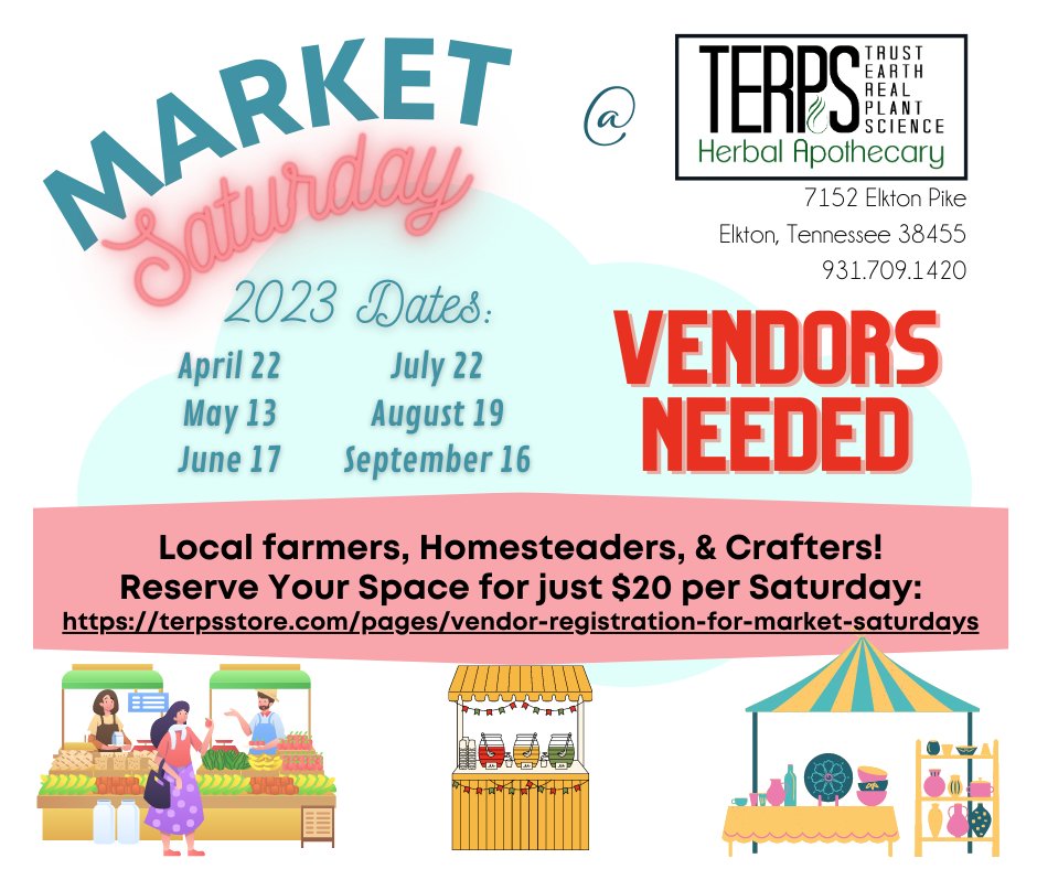 TERPSStoreTN's tweet photo. Our first Market Saturday is fast approaching!!! Hope you'll join us on April 22! https://t.co/MINMdarm32