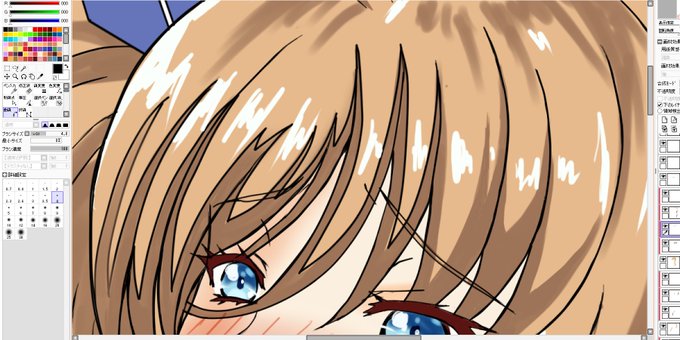 午前中から作業中。
クッソ汚いカラーラフの配置を下地に影の形を決めていきます。 