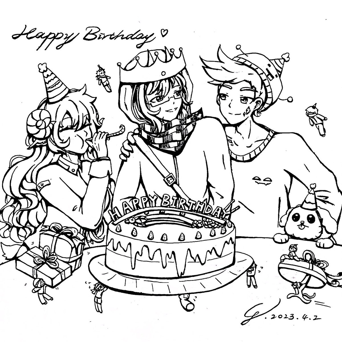 Raven_WZY's tweet photo. Happy Birthday @BadBoyHalo ！
2nd&amp;3rd are my friends’ work!
btw when one of my friends who didn’t know BBH saw what I am drawing she just sing the Birthday song to the paper lol
#badboyhalofanart #SkeppyFanArt #CaptainPuffyfanart https://t.co/XIwFCprkwN