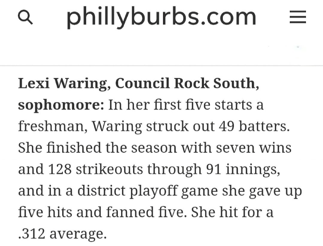 I’m honored to be recognized by phillyburbs as one of the “Top 12 Pitching Aces in the Area”