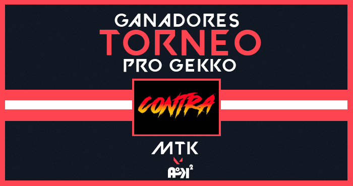 ¡Felicitaciones al equipo de <a href="/BonBonBumContra/">Bon Bon Bum Contra🇨🇴⚡</a>  por ganar el torneo Pro Geeko de Valorant y llevarse a casa el premio de $50 dólares! Esperamos que hayan disfrutado del torneo y esperamos verlos nuevamente en futuros eventos de Muteki. #Valorant! #GamingCommunity #Esports