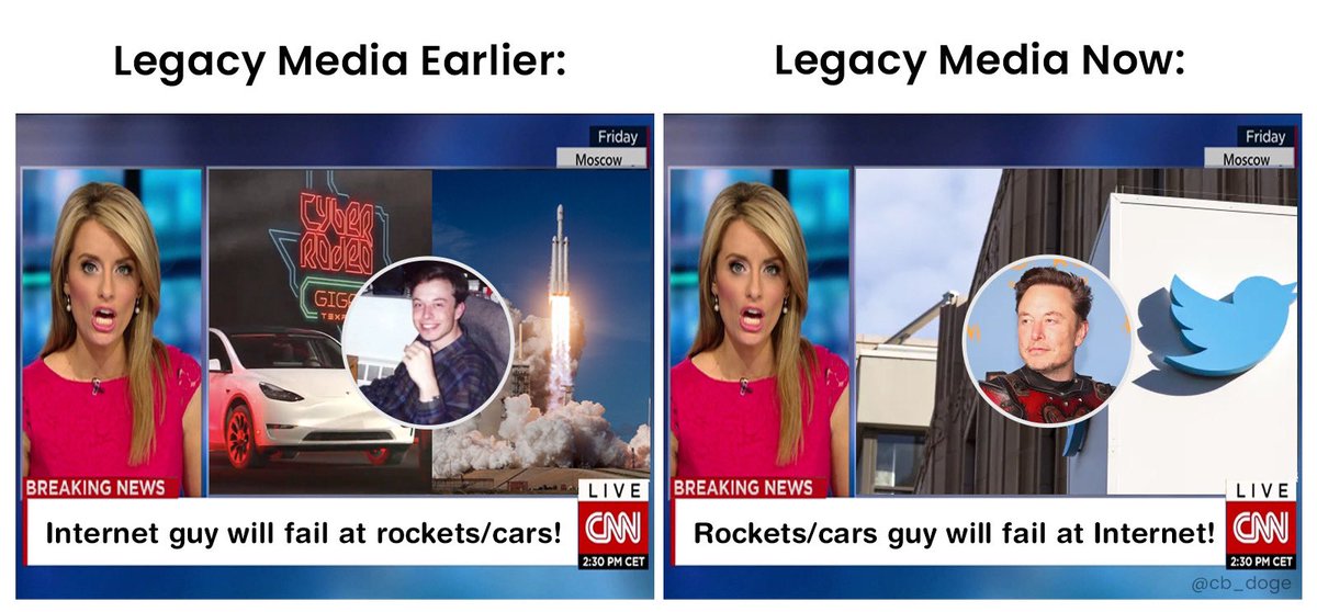 cb_doge's tweet photo. Literally from same media outlets 🤣 @elonmusk https://t.co/TeXY0ZSE9h