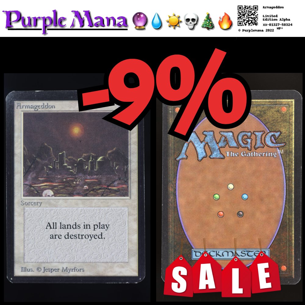 purplemana1's tweet photo. Price drop! 
Armageddon - MP+
Set: Limited Edition Alpha
Old price: 2099.99 
New price: 1899.0
Percent Change: -9% 
https://t.co/0RSKbJxf4Y https://t.co/TrqeV7phdK
