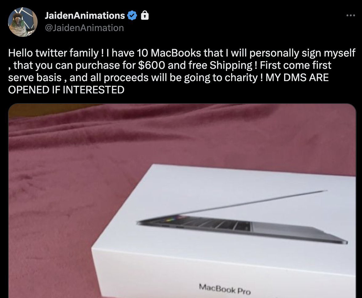 Quackity 🪷 on X: @JaidenAnimation Jaiden. I am utterly upset. Not only  did I already pay for all 10 Macbooks, I also sent you all my credit card  information. This is the