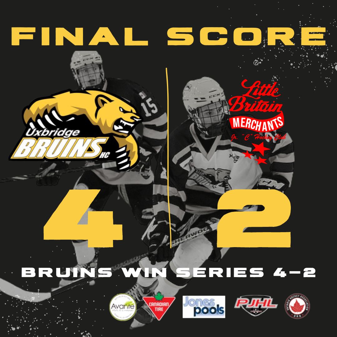 UxbridgeBruins's tweet photo. The Bruins eliminate @LBMerchants in 6 games behind goals from Stellucio Basile, Quinn Meek, Josh Schmidt and Alex Hyde. Noah Acciaccaferri was spectacular again in goal, stopping 40 shots.
The @PJHL_Orr Cougar Cup Finals vs @EaglesPJHL get underway in Bowmanville on Thursday. https://t.co/oxqjYHX4rH