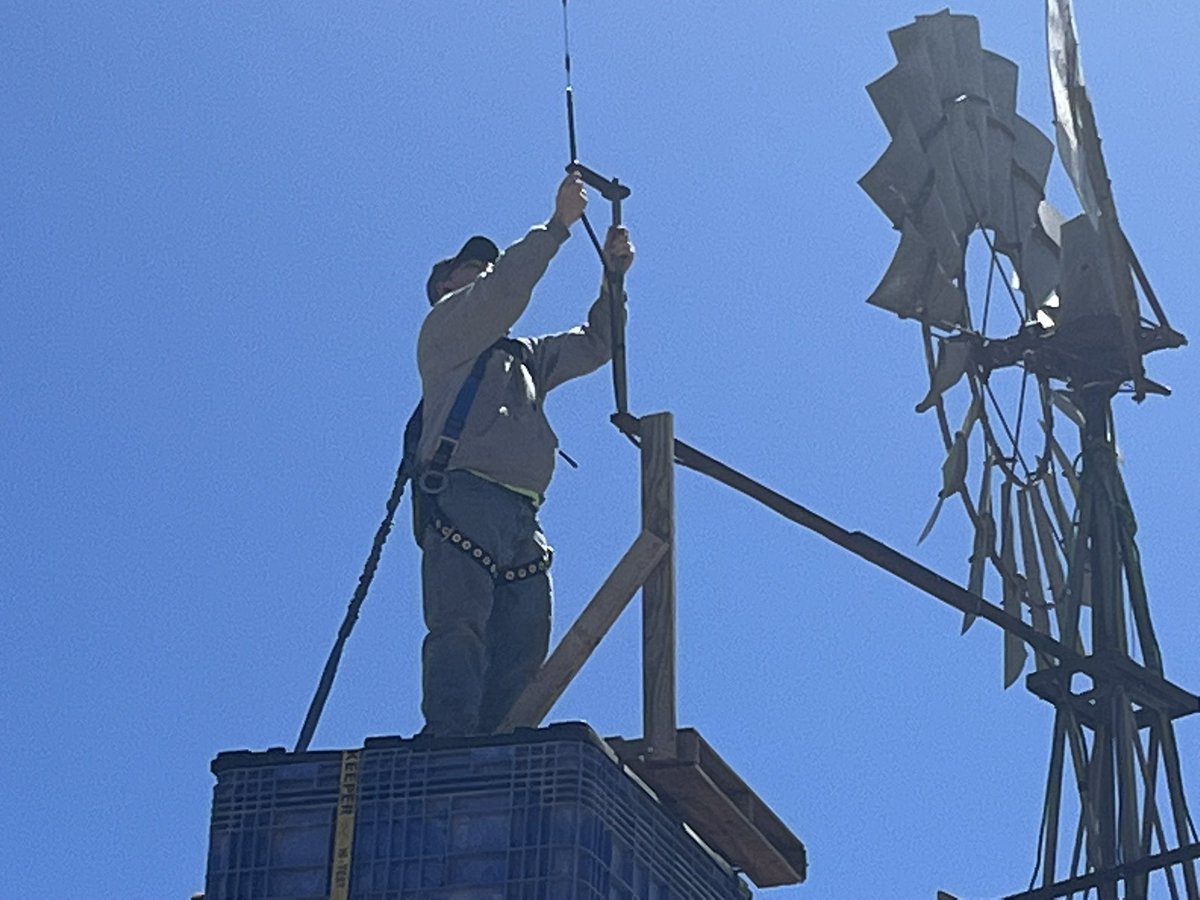 LDAMAX1's tweet photo. Brake downs are never on my schedule except on weekends, after hours or when you least expect it,  With all the wind we have been having my RTK tower antenna decided to fall off. Found the needed parts, a make shift lift and help from my first born, repairs have been made. https://t.co/AKB0Uh2FPG