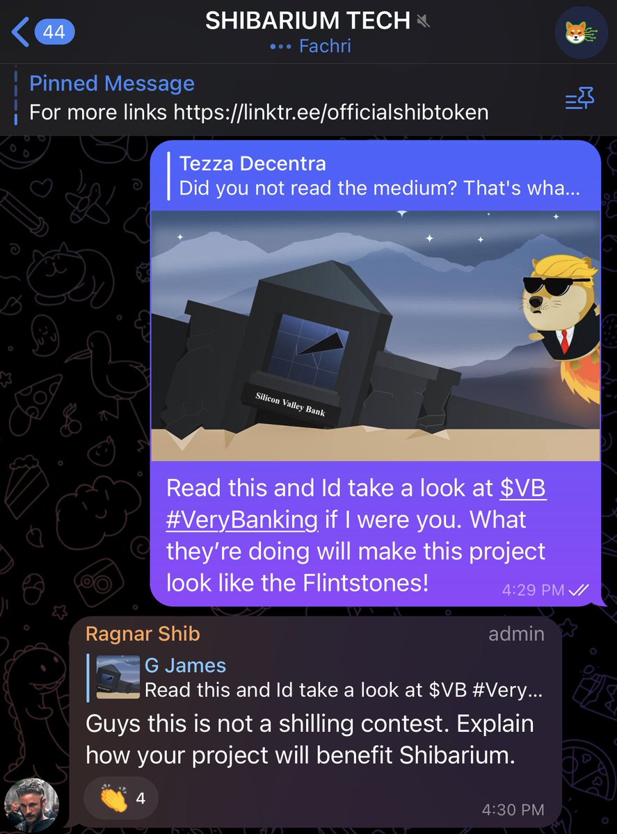 Crypto_G_James's tweet photo. When every Tom, Dick and Harry are $hiling on the #Shibarium TG and my comment gets put on blast for talking about $VB.
What do you when they say donβt $hill projects unless they bring something to Shibarium?
Reply with a #VeryBanking sticker to get that last $hill in π https://t.co/EF4Bbeaf4q