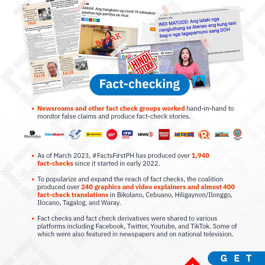 rapplerdotcom's tweet photo. Everyone has a role to play in fighting falsehoods. Don’t know where to start? Learn more about the #FactsFirstPH initiative and see how you can help the battle against disinformation! #FactCheck #FactCheckingIsEssential
Follow #FactsFirstPH’s work here: https://t.co/SM7JNQbGXT https://t.co/MzTyX8sicZ
