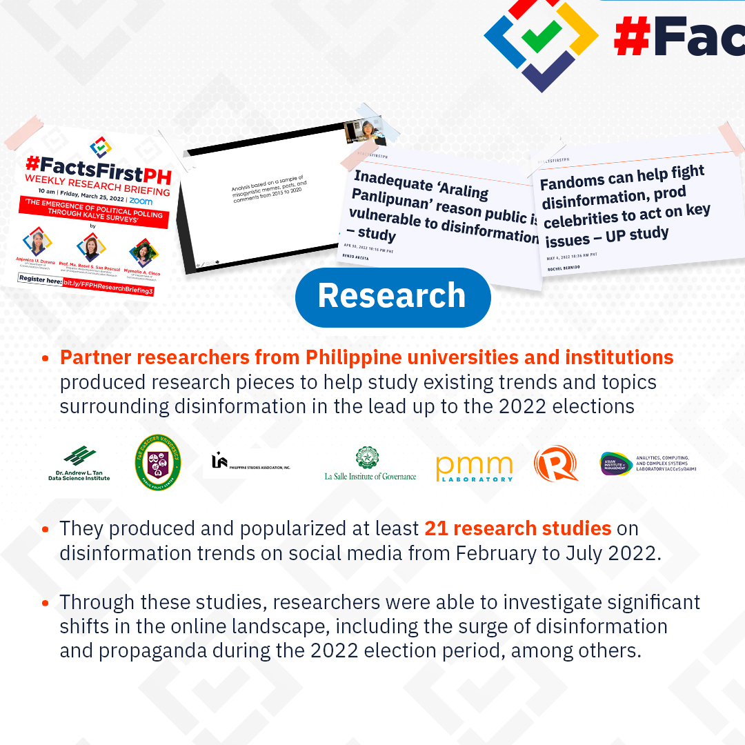 rapplerdotcom's tweet photo. Everyone has a role to play in fighting falsehoods. Don’t know where to start? Learn more about the #FactsFirstPH initiative and see how you can help the battle against disinformation! #FactCheck #FactCheckingIsEssential
Follow #FactsFirstPH’s work here: https://t.co/SM7JNQbGXT https://t.co/MzTyX8sicZ
