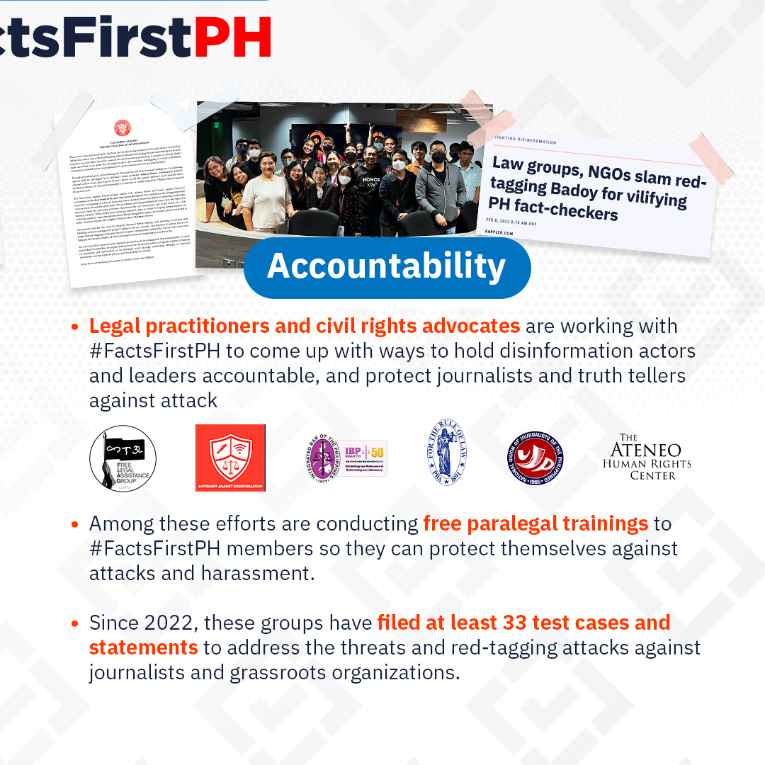 rapplerdotcom's tweet photo. Everyone has a role to play in fighting falsehoods. Don’t know where to start? Learn more about the #FactsFirstPH initiative and see how you can help the battle against disinformation! #FactCheck #FactCheckingIsEssential
Follow #FactsFirstPH’s work here: https://t.co/SM7JNQbGXT https://t.co/MzTyX8sicZ