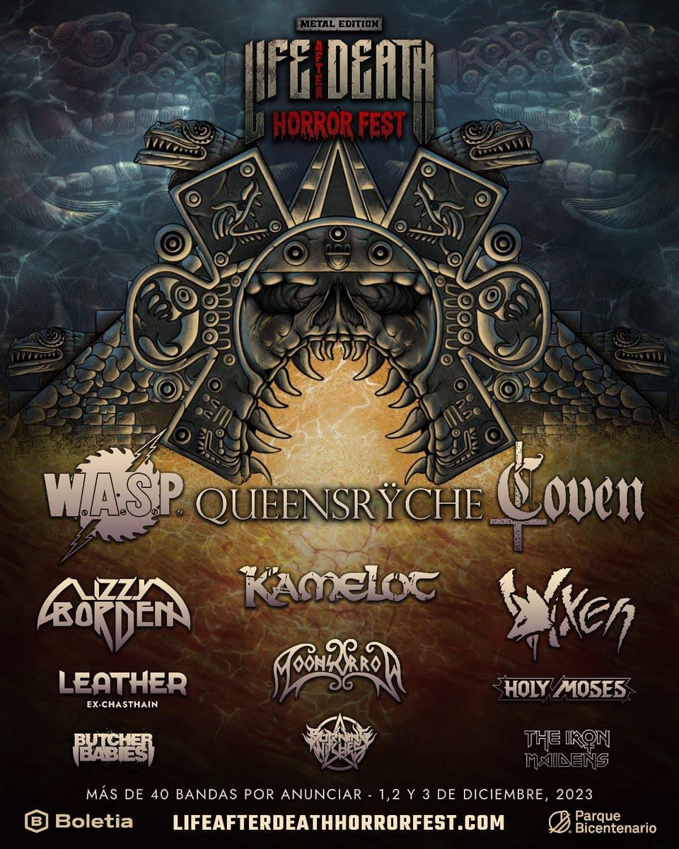Life After Death Horror Fest 
@WASPOfficial @KamelotOfficial @queensryche @realLizzyborden @burningwitches_ @ButcherBabies #theironmaidens @nikki_shreds