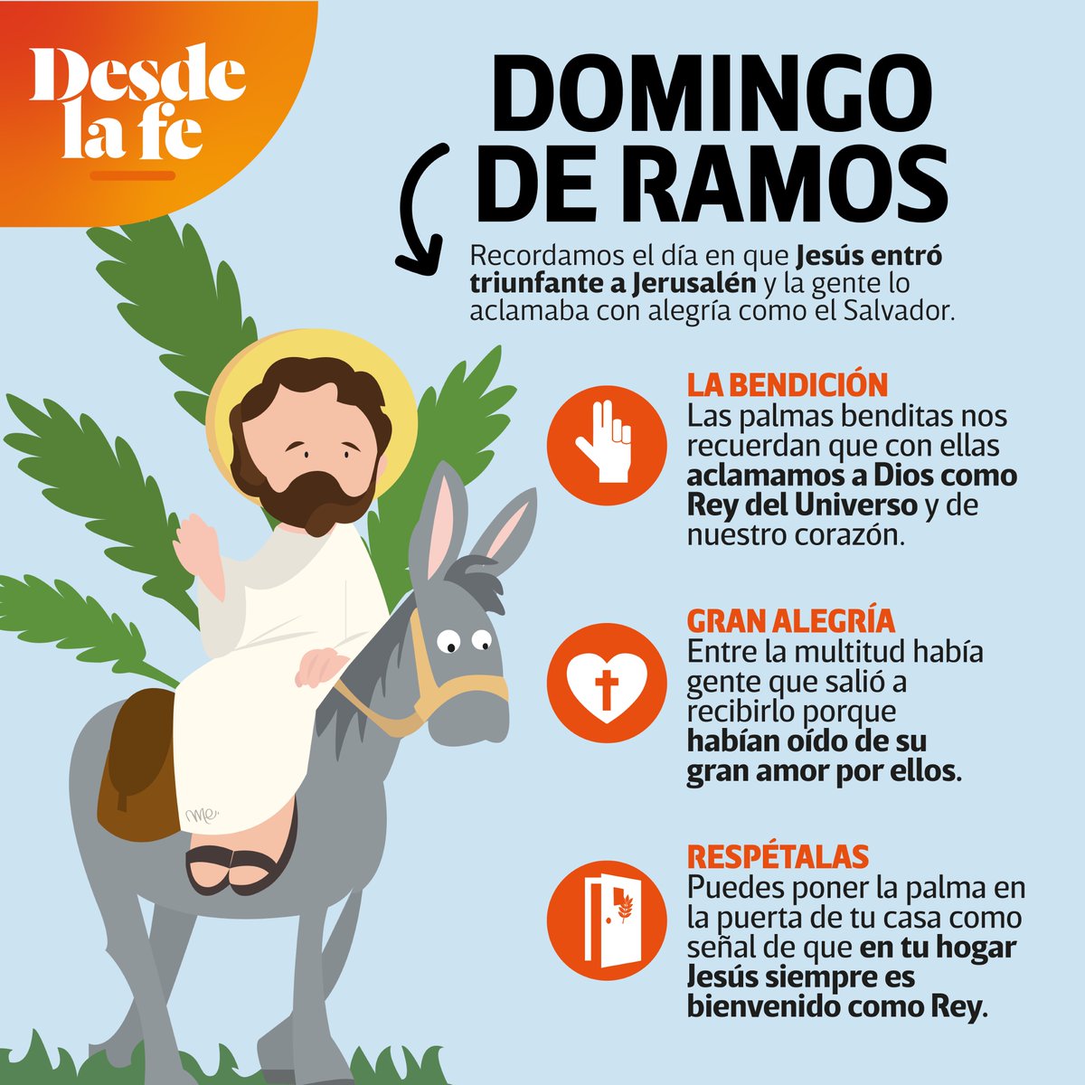 DesdeLaFeMx's tweet photo. #DomingoDeRamos ¡Hosanna al Hijo de David! ¡Bendito el que viene en nombre del Señor! 🌾😇 ¿Qué celebramos en este día? 👉 https://t.co/gdr9vNG9z4 https://t.co/QHK5FtkaHf