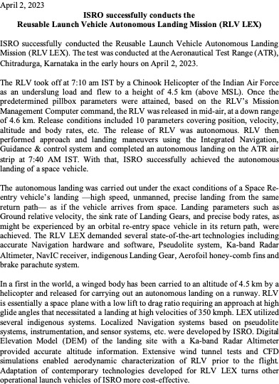 ANI's tweet photo. ISRO with DRDO and Indian Air Force successfully conducted the Reusable Launch Vehicle Autonomous Landing Mission (RLV LEX) at the Aeronautical Test Range (ATR), Chitradurga, Karnataka today: Indian Space Research Organisation (ISRO) https://t.co/97IaLBOroh