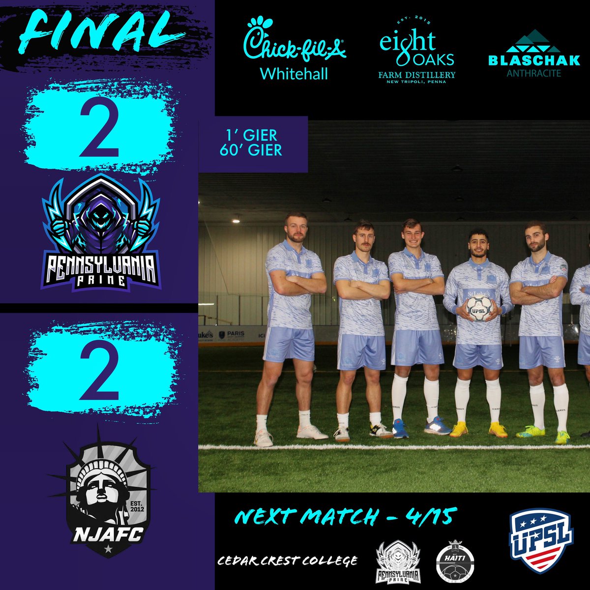 Points shared 🤝

A 2-2 draw with defending conference champs to open the season. Thanks for the supporting fans who stuck around after a 2 hour weather delay!