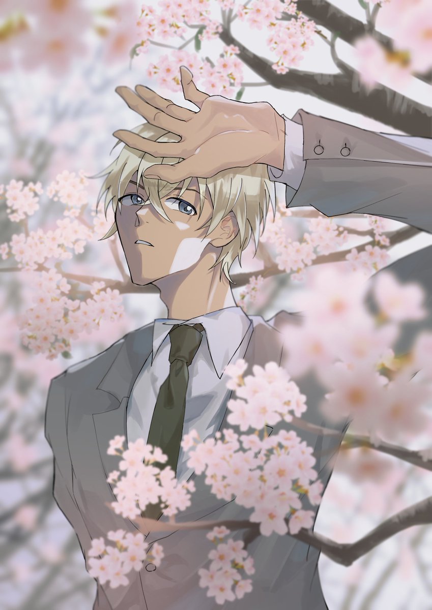 コナン「桜の季節#名探偵コナン #安室透 #降谷零 」|紫月のイラスト