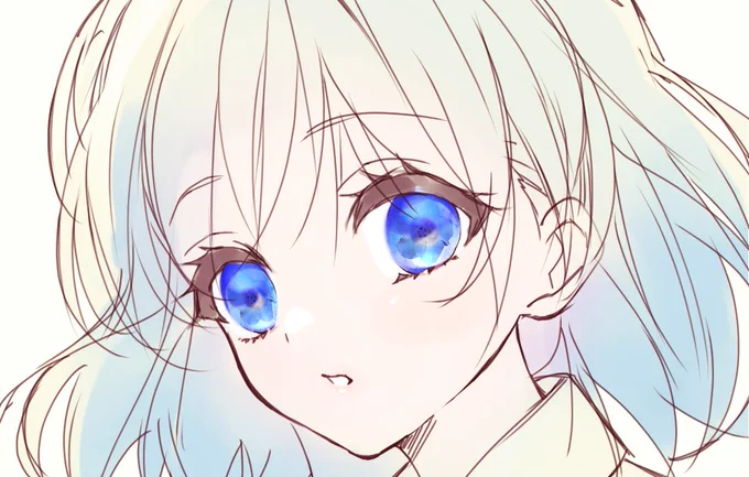 ネモフィラはやっぱり綺麗もう少し瞳自体の色を薄くしてネモフィラを目立つようにしたほうが良いかも。