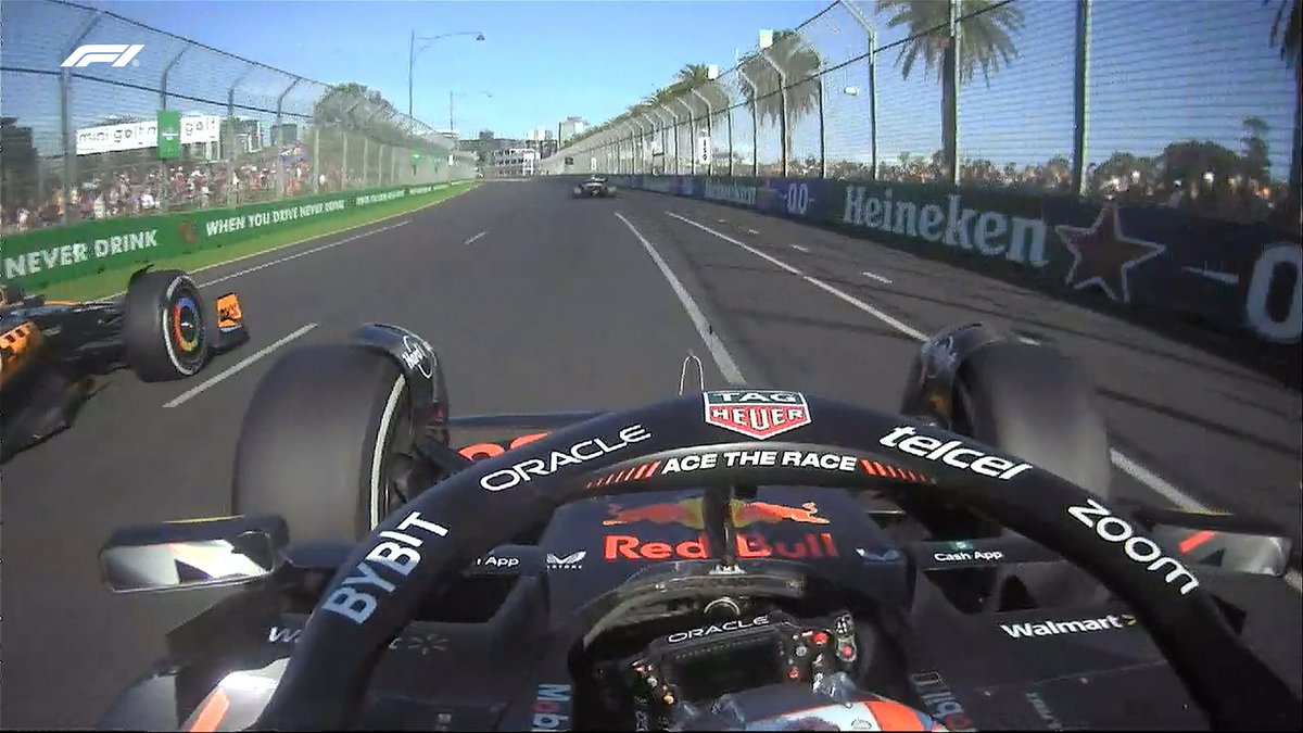 F1's tweet photo. LAP 23/58 

Checo is into the points as he moves past Piastri AND Tsunoda! 👊

A solid effort thus far in the pit lane to points challenge for the Mexican driver! 👏

We want what he had for breakfast! 😆

#AusGP #F1 https://t.co/Z6phJVcWYA