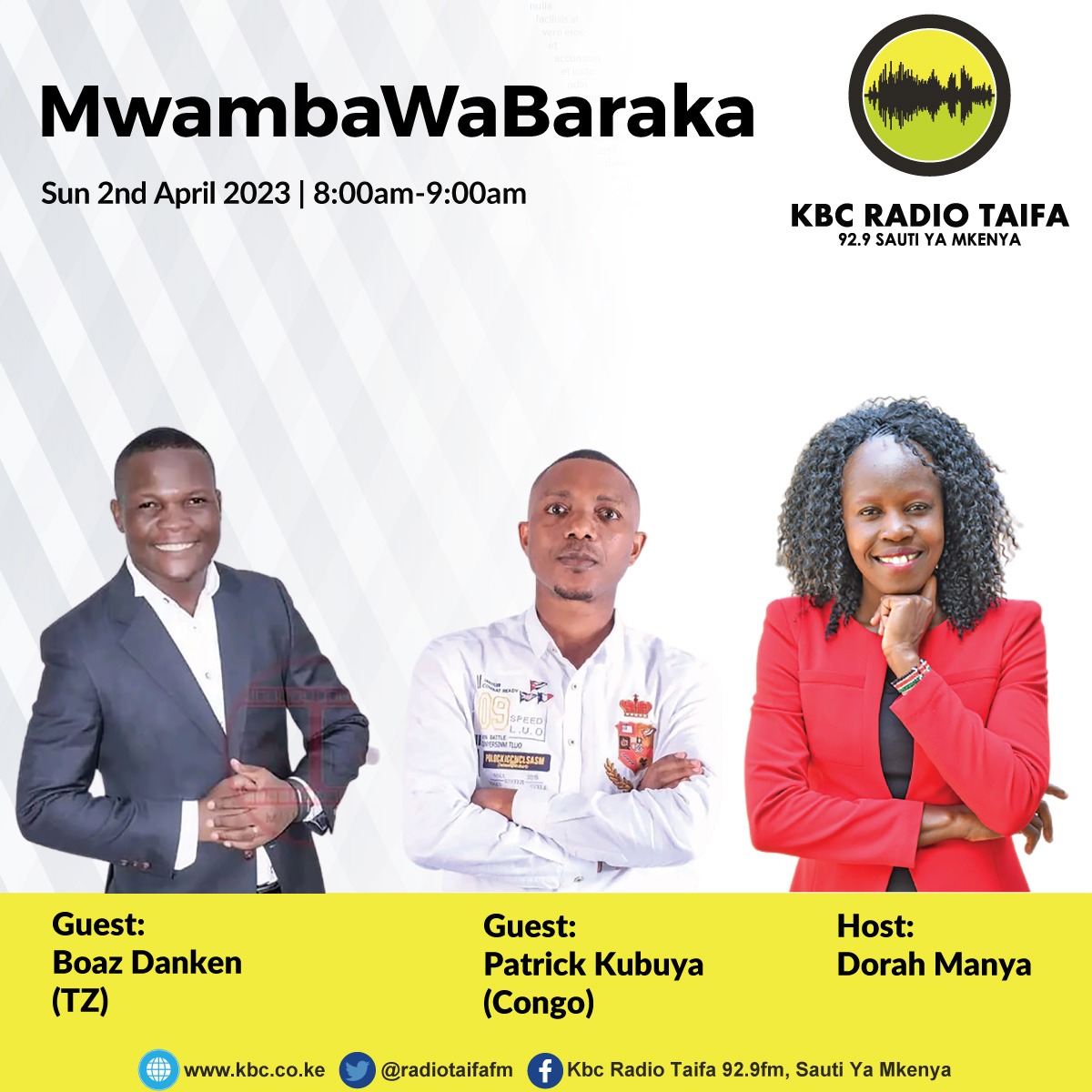 Leo katika kitengo cha zaidi ya mshindi 8-9am 
#MwambaaBaraka 
<a href="/DorahManya/">Dorah Manya</a> 
<a href="/RadioTaifaFM/">KBC Radio Taifa</a>