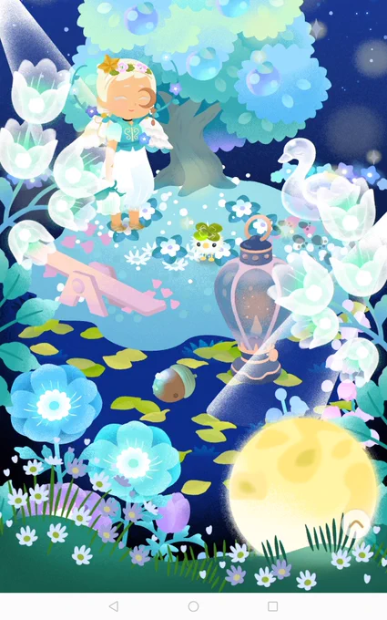 オーロラの木いただいたので島完成した嬉しいオーロラの妖精カリム君も作った 