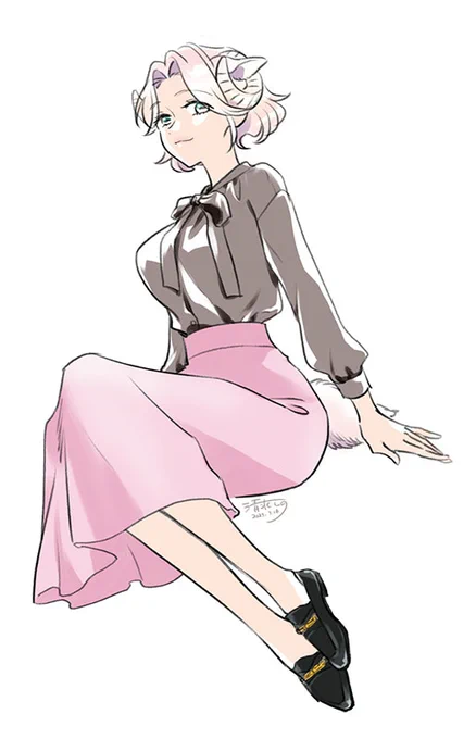3月は未辻さんのお誕生日(3/24)があったのでいっぱいイラスト描きましたね春は服選ぶの難しいけど楽しかったです～ #オオカミ部下くんとヒツジ上司さん 