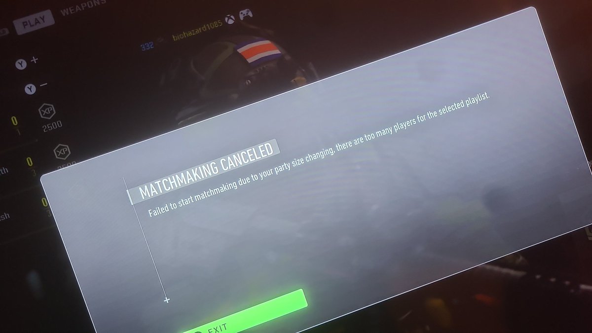 Biohazard1085's tweet photo. Wtf is this??? I'm in a lobby by myself! @Activision #doublexpweekendandicantgeton #brokengame
#helppppppp https://t.co/Wk21nbOBlE