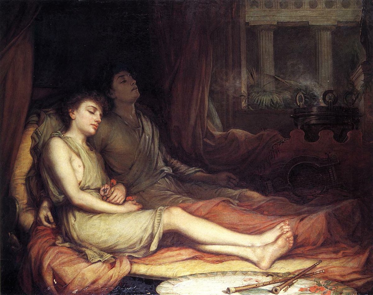 Sleep and His Half Brother Death, 1874 #johnwilliamwaterhouse #waterhouse wikiart.org/en/john-willia…