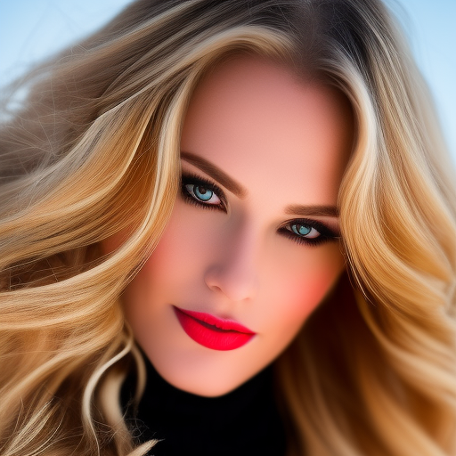1girl solo red lips long hair blonde hair portrait lipstick  illustration images