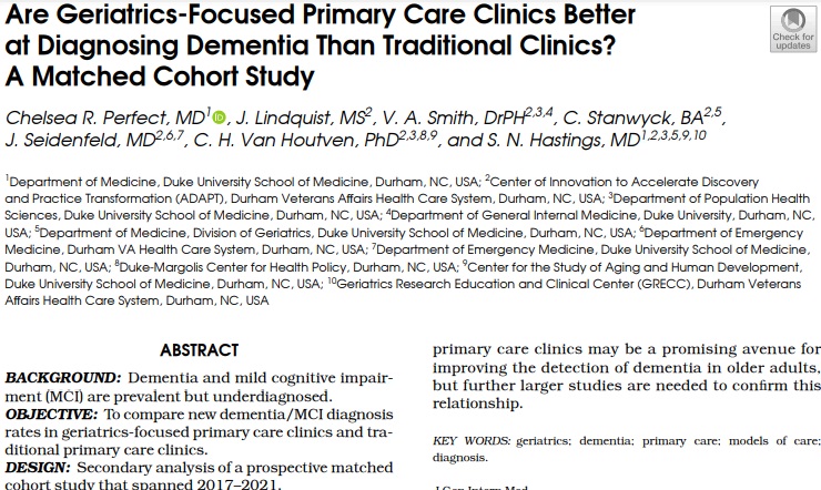 JGIM Journal of General Internal Medicine (@journalgim) on Twitter photo Are geriatrics-focused #primarycare clinics better at diagnosing #dementia? A matched cohort study attempts to answer this question. <a href="/ChelPerfectMD/">Chelsea Perfect, MD MPH</a> link.springer.com/article/10.100β¦ Are geriatrics-focused #primarycare clinics better at diagnosing #dementia? A matched cohort study attempts to answer this question. <a href="/ChelPerfectMD/">Chelsea Perfect, MD MPH</a> link.springer.com/article/10.100β¦