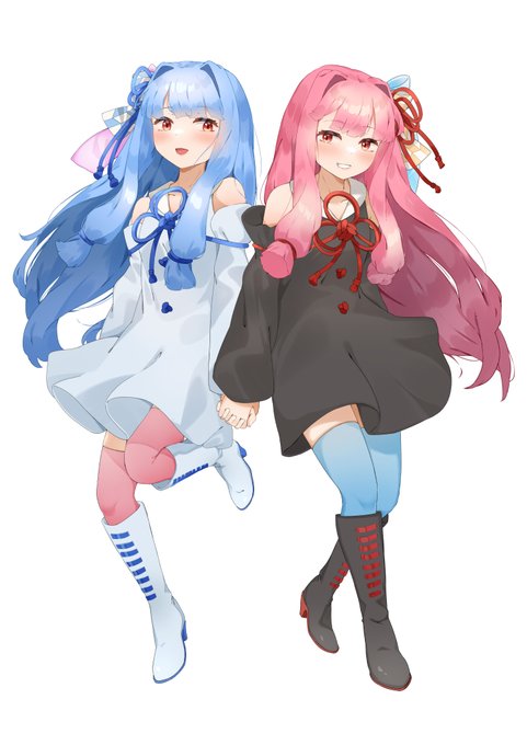 「2girls blue thighhighs」 illustration images(Latest)