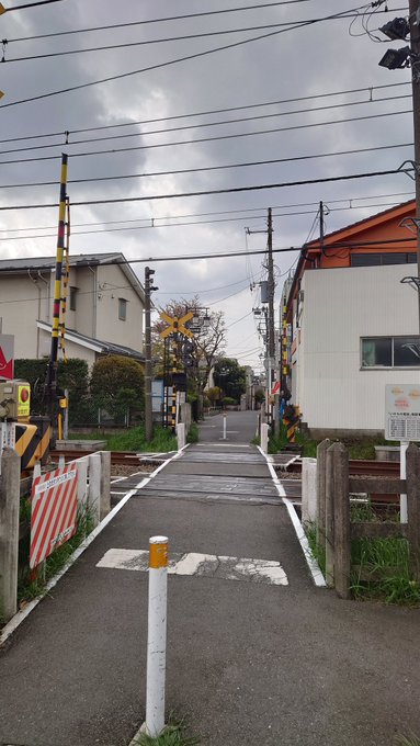 四月は君の嘘の聖地巡礼感動の踏切の場所後ろの桜は散ってたけど桜が舞ってて綺麗でした 