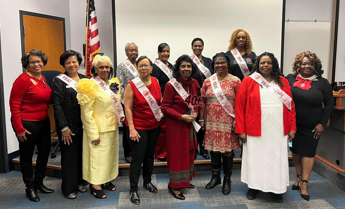 VBAC_dst's tweet photo. Today during our chapter meeting, we celebrated our Ruby Sorors. These are our sorors that have been members of @dstinc1913 for 40 or more years! Thank you for all of your dedication and service to our sisterhood! #ForwardWithFortitude #DST1913 #VBACDST #SARDST #RubySorors https://t.co/R5kBTAJ6qe