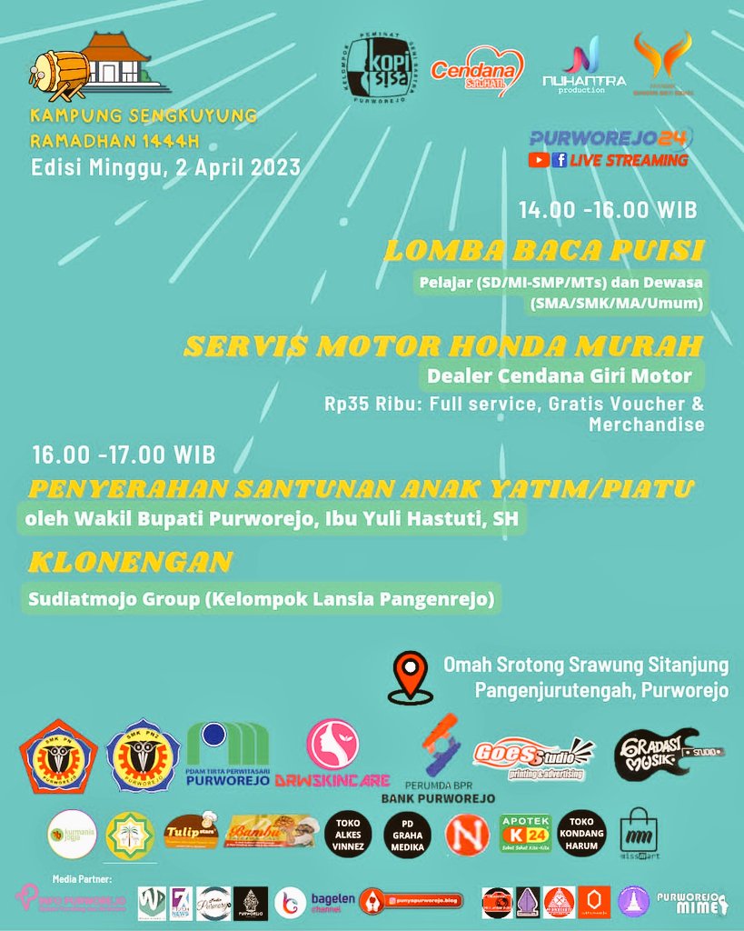 ig: @AsliPoerworedjo TANPA KITA BEDA JALAN CERITA! (@aslipoerworedjo) on Twitter photo <a href="/Wigati52/">BukitHydroponic</a> <a href="/PurworejoTumbuh/">PURWOREJO TUMBUH</a> <a href="/PoerworedjoFess/">EDISI BANTU TEMAN</a> <a href="/XplorePurworejo/">ig: @XplorePurworejo</a> <a href="/PurworejoNgegas/">ig: @PurworejoNgegas | #GenPIJateng</a> <a href="/SelukBelukMimin/">#DiRumahAja #StayAtHome</a> <a href="/PurworejoJepret/">ig: @PurworejoJepret 📝📷📹📲</a> <a href="/PurworejoUpdate/">UNIQUE UPDATE USEFUL</a> <a href="/NOngkrongLIKErs/">ig: @NOngkrongLIKErs 📝📷📹📲</a> <a href="/FotograferMalam/">FOTOGRAFER MALAM</a> <a href="/PurworejoWisata/">PESONA DESWITA PURWOREJO</a> <a href="/JasriFlorist/">JASRI FLORIST SEMARANG</a> <a href="/WijayaBatikKayu/">WIJAYA BATIK KAYU PURWOREJO</a> <a href="/VisualMessenger/">Vis</a> <a href="/anakepurtempe/">@anakepurtempe</a> <a href="/TWEET_PURWOREJO/">PURWOREJO APAPUN</a> <a href="/ADVIEWINDONESIA/">ig: @ADVIEWINDONESIA</a> <a href="/SuaraJenarkidul/">SUARA JENARKIDUL PURWOREJO</a> <a href="/JeliJelasJelita/">ART CENTRE CIRCLE</a> <a href="/MiminMomonMumun/">ig: @MiminMomonMumun</a> <a href="/WindaRahayunin2/">Winda Rahayuningtyas</a> <a href="/wonorebo/">Bakul Buah</a> <a href="/SantosoWdd1/">santoso widodo</a> <a href="/AngkoSetiarso/">Angko Setiarso</a> <a href="/BagongDadiDewa/">Ki Lurah Bagong</a> <a href="/KidangTalun_/">911helpme</a> <a href="/Iramafm/">Irama FM Purworejo</a> <a href="/shoutuna_fm/">Shoutuna 89.3 FM</a> <a href="/KemiriUpdate/">IG @KemiriUpdate</a> <a href="/Ayu10Nindya/">@Nindya_ayu10</a> <a href="/bung_angin/">Agustin Peranginangin</a> <a href="/BOBorobudur/">Badan Otorita Borobudur (BOB)</a> <a href="/lebihbaikdisini/">Sibazu Coffee</a> <a href="/andnptrmrsha_/">Andini Putri Marsha A</a> <a href="/nindya_laksmita/">Laksmita Nindya Dewi</a> <a href="/donatbener/">Donat Bener</a> <a href="/bilqolamaliman/">Bilqolam Al-Iman Bulus</a> <a href="/DianMisnaeni/">Dian Misnaeni</a> <a href="/indahpehasibazu/">Indah ipeha</a> @SibazuCoffee <a href="/Luluuuuukkkk/">💙 Everlasting Friends 💙</a> <a href="/TariDrwKalges/">drwskincare Kaligesing Purworejo</a> <a href="/ainundian_/">ainun.</a> <a href="/Bagus97629010/">Bagus</a> <a href="/PoponganTerkini/">IG: @POPONGANTERKINI | JL JOGJA KM 5 PURWOREJO</a> <a href="/BantulMakmur/">🇮🇩Bantul❤️Makmur🆎 #gerbangJogja🇮🇩</a> <a href="/BEDADARILAINNYA/">urip ing creative</a> <a href="/BEDADARISEBELAH/">#DiRumahAja Bidadari Terluka</a> <a href="/KKaligesing/">kec_kaligesing</a> <a href="/Karmila155/">Karmila</a> Lomba baca puisi, klonengan, geguritan, servis murah motor Honda (via Cendana Giri Motor), 35 rb bisa full service, dapat jaket gratis+voucher diskon.
02/04/2023 14.00-17.30
Omah Srotong Srawung Sitanjung #Purworejo
Bit.ly/omahsrotong
Sasti wa.me/628112954571 <a href="/Wigati52/">BukitHydroponic</a> <a href="/PurworejoTumbuh/">PURWOREJO TUMBUH</a> <a href="/PoerworedjoFess/">EDISI BANTU TEMAN</a> <a href="/XplorePurworejo/">ig: @XplorePurworejo</a> <a href="/PurworejoNgegas/">ig: @PurworejoNgegas | #GenPIJateng</a> <a href="/SelukBelukMimin/">#DiRumahAja #StayAtHome</a> <a href="/PurworejoJepret/">ig: @PurworejoJepret 📝📷📹📲</a> <a href="/PurworejoUpdate/">UNIQUE UPDATE USEFUL</a> <a href="/NOngkrongLIKErs/">ig: @NOngkrongLIKErs 📝📷📹📲</a> <a href="/FotograferMalam/">FOTOGRAFER MALAM</a> <a href="/PurworejoWisata/">PESONA DESWITA PURWOREJO</a> <a href="/JasriFlorist/">JASRI FLORIST SEMARANG</a> <a href="/WijayaBatikKayu/">WIJAYA BATIK KAYU PURWOREJO</a> <a href="/VisualMessenger/">Vis</a> <a href="/anakepurtempe/">@anakepurtempe</a> <a href="/TWEET_PURWOREJO/">PURWOREJO APAPUN</a> <a href="/ADVIEWINDONESIA/">ig: @ADVIEWINDONESIA</a> <a href="/SuaraJenarkidul/">SUARA JENARKIDUL PURWOREJO</a> <a href="/JeliJelasJelita/">ART CENTRE CIRCLE</a> <a href="/MiminMomonMumun/">ig: @MiminMomonMumun</a> <a href="/WindaRahayunin2/">Winda Rahayuningtyas</a> <a href="/wonorebo/">Bakul Buah</a> <a href="/SantosoWdd1/">santoso widodo</a> <a href="/AngkoSetiarso/">Angko Setiarso</a> <a href="/BagongDadiDewa/">Ki Lurah Bagong</a> <a href="/KidangTalun_/">911helpme</a> <a href="/Iramafm/">Irama FM Purworejo</a> <a href="/shoutuna_fm/">Shoutuna 89.3 FM</a> <a href="/KemiriUpdate/">IG @KemiriUpdate</a> <a href="/Ayu10Nindya/">@Nindya_ayu10</a> <a href="/bung_angin/">Agustin Peranginangin</a> <a href="/BOBorobudur/">Badan Otorita Borobudur (BOB)</a> <a href="/lebihbaikdisini/">Sibazu Coffee</a> <a href="/andnptrmrsha_/">Andini Putri Marsha A</a> <a href="/nindya_laksmita/">Laksmita Nindya Dewi</a> <a href="/donatbener/">Donat Bener</a> <a href="/bilqolamaliman/">Bilqolam Al-Iman Bulus</a> <a href="/DianMisnaeni/">Dian Misnaeni</a> <a href="/indahpehasibazu/">Indah ipeha</a> @SibazuCoffee <a href="/Luluuuuukkkk/">💙 Everlasting Friends 💙</a> <a href="/TariDrwKalges/">drwskincare Kaligesing Purworejo</a> <a href="/ainundian_/">ainun.</a> <a href="/Bagus97629010/">Bagus</a> <a href="/PoponganTerkini/">IG: @POPONGANTERKINI | JL JOGJA KM 5 PURWOREJO</a> <a href="/BantulMakmur/">🇮🇩Bantul❤️Makmur🆎 #gerbangJogja🇮🇩</a> <a href="/BEDADARILAINNYA/">urip ing creative</a> <a href="/BEDADARISEBELAH/">#DiRumahAja Bidadari Terluka</a> <a href="/KKaligesing/">kec_kaligesing</a> <a href="/Karmila155/">Karmila</a> Lomba baca puisi, klonengan, geguritan, servis murah motor Honda (via Cendana Giri Motor), 35 rb bisa full service, dapat jaket gratis+voucher diskon.
02/04/2023 14.00-17.30
Omah Srotong Srawung Sitanjung #Purworejo
Bit.ly/omahsrotong
Sasti wa.me/628112954571