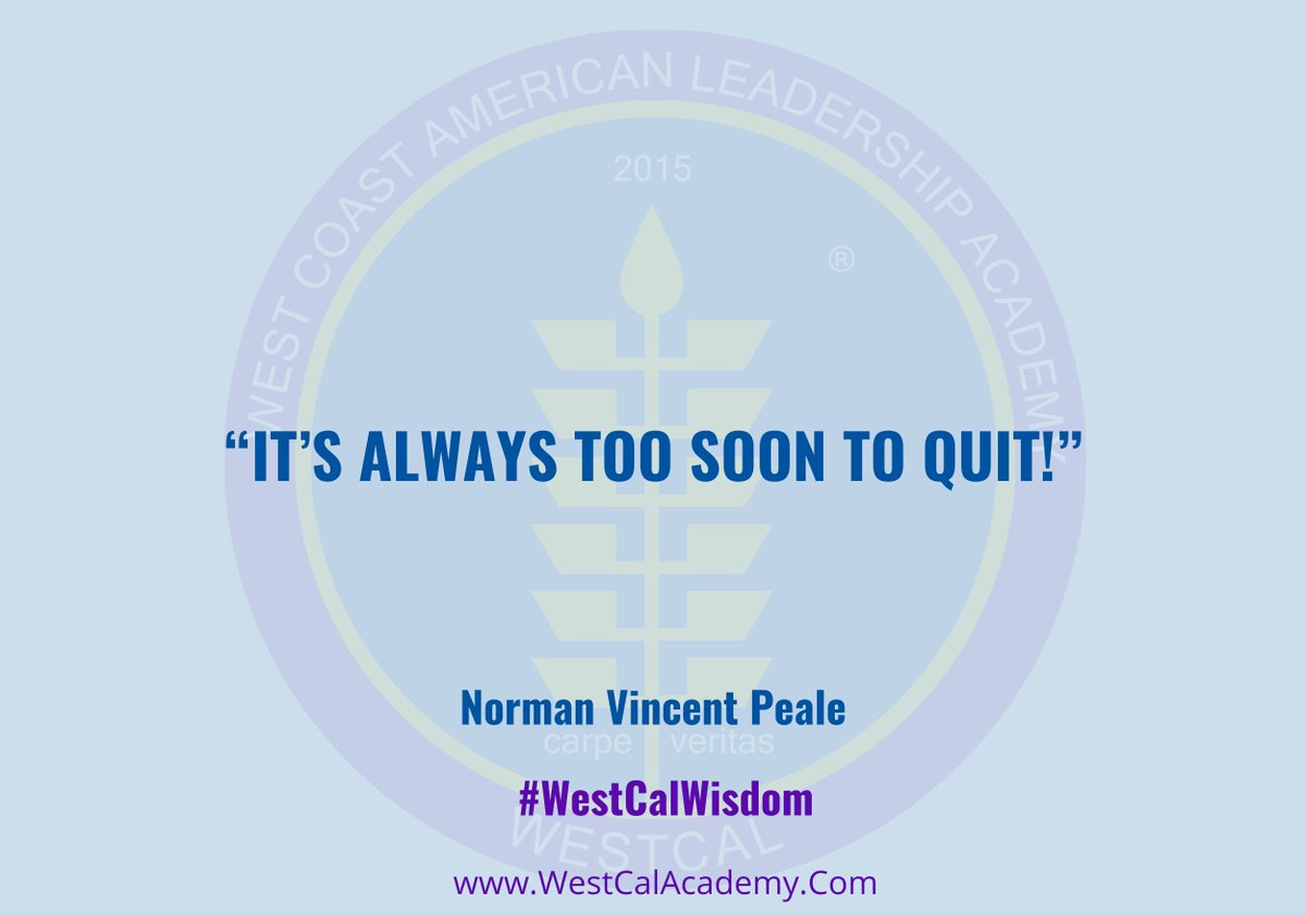 It's always too soon to quit! Don't let challenges or obstacles discourage you from chasing your dreams. Stay #committed, persist towards #success!

#westcal #careerpathwayprogram #westcalacademy #apprenticeship #careerdevelopment #nevertoolate #westcalwisdom #normanvincentpeale