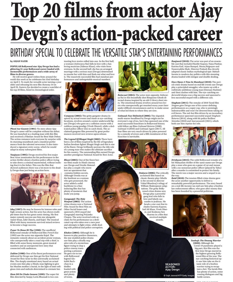 Roaring for 3 Decades by giving most successful films in Indian Cinema. 
#AjayDevgn 🔥
#HappyBirthdayAjayDevgn