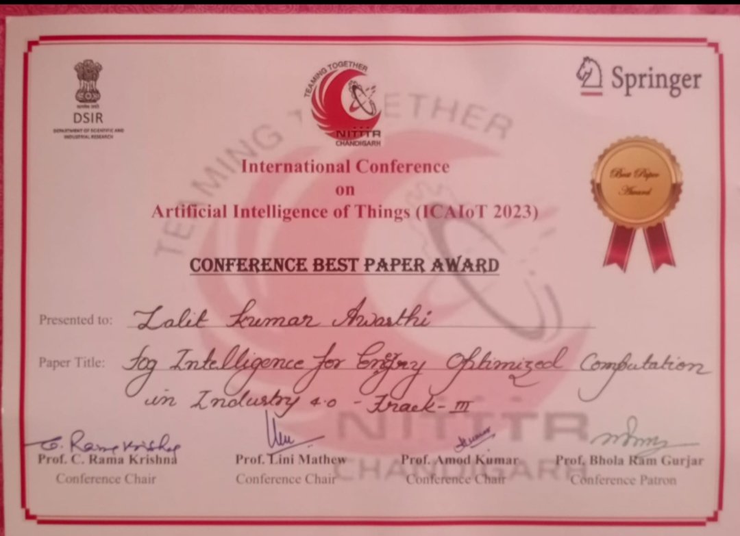 National Institute of Technology Uttarakhand (@nit_uttarakhand) on Twitter photo Congratulations to Prof.Lalit Kumar Awasthi, Director NIT, Uttarakhand, for receiving the Best Paper Award in International Conference on Artificial Intelligence of Things (ICAIoT-2023), <a href="/NITTTR_CHD/">NITTTR Chandigarh</a>
<a href="/LalitKumarAwa13/">Lalit Kumar Awasthi</a> Congratulations to Prof.Lalit Kumar Awasthi, Director NIT, Uttarakhand, for receiving the Best Paper Award in International Conference on Artificial Intelligence of Things (ICAIoT-2023), <a href="/NITTTR_CHD/">NITTTR Chandigarh</a>
<a href="/LalitKumarAwa13/">Lalit Kumar Awasthi</a>