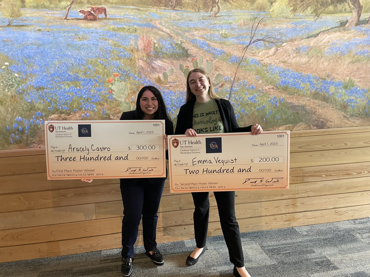 bmfphd's tweet photo. Aracely Castro (#UIWFordLab) and Emma Vequist (@VeronicaGMarti2 Lab), presented at Viva Science SA. Aracely won 1st and Emma won 2nd in the Undergraduate Student category!! Way to represent UIW and the Biology program, Cardinals!! We’re so proud of you! ❤️🖤 #UIWPride #UIWBiology https://t.co/uiooRbP2Bb