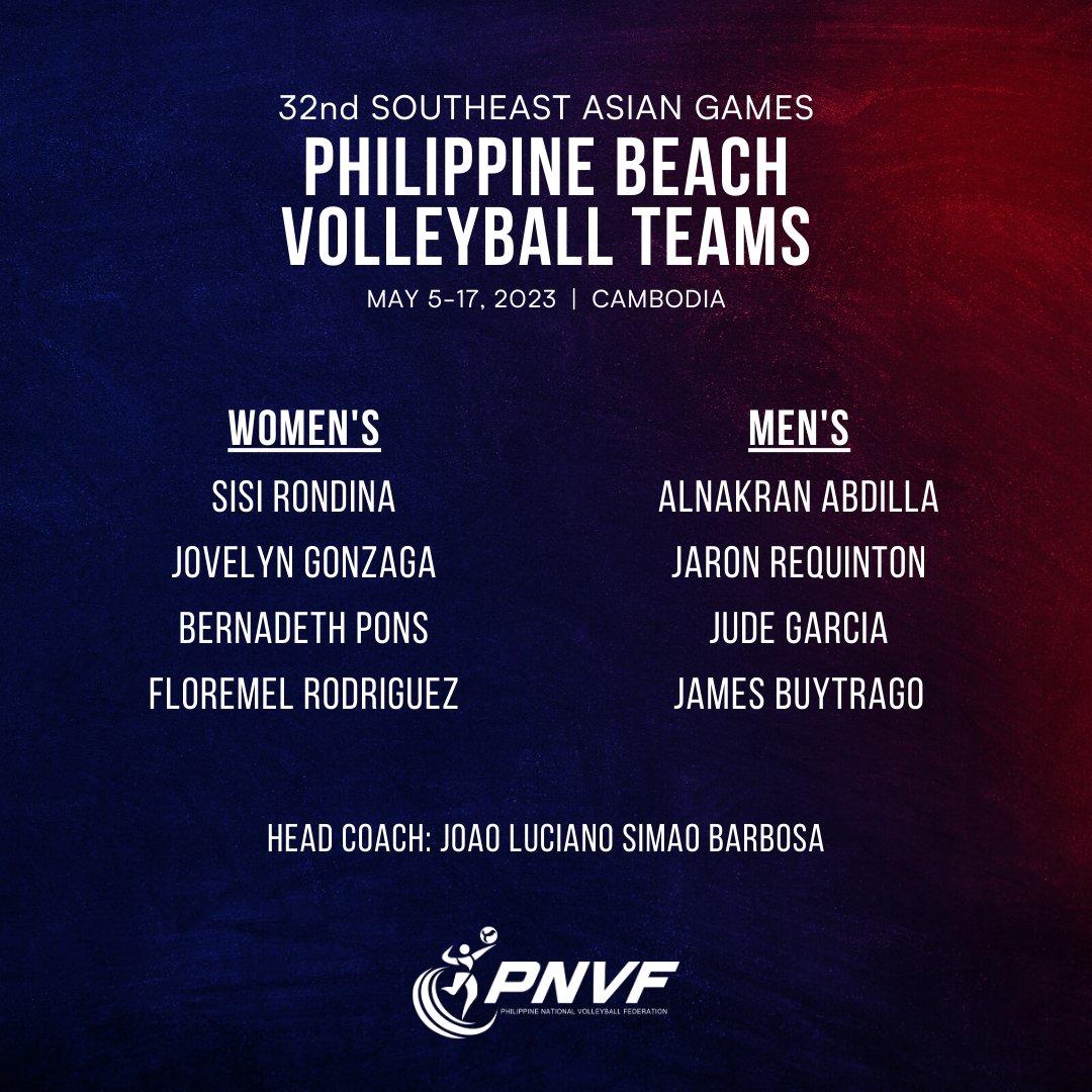 Volleyball Philippines on Twitter "Lineup of the Philippine Beach Volleyball team for the 32nd
