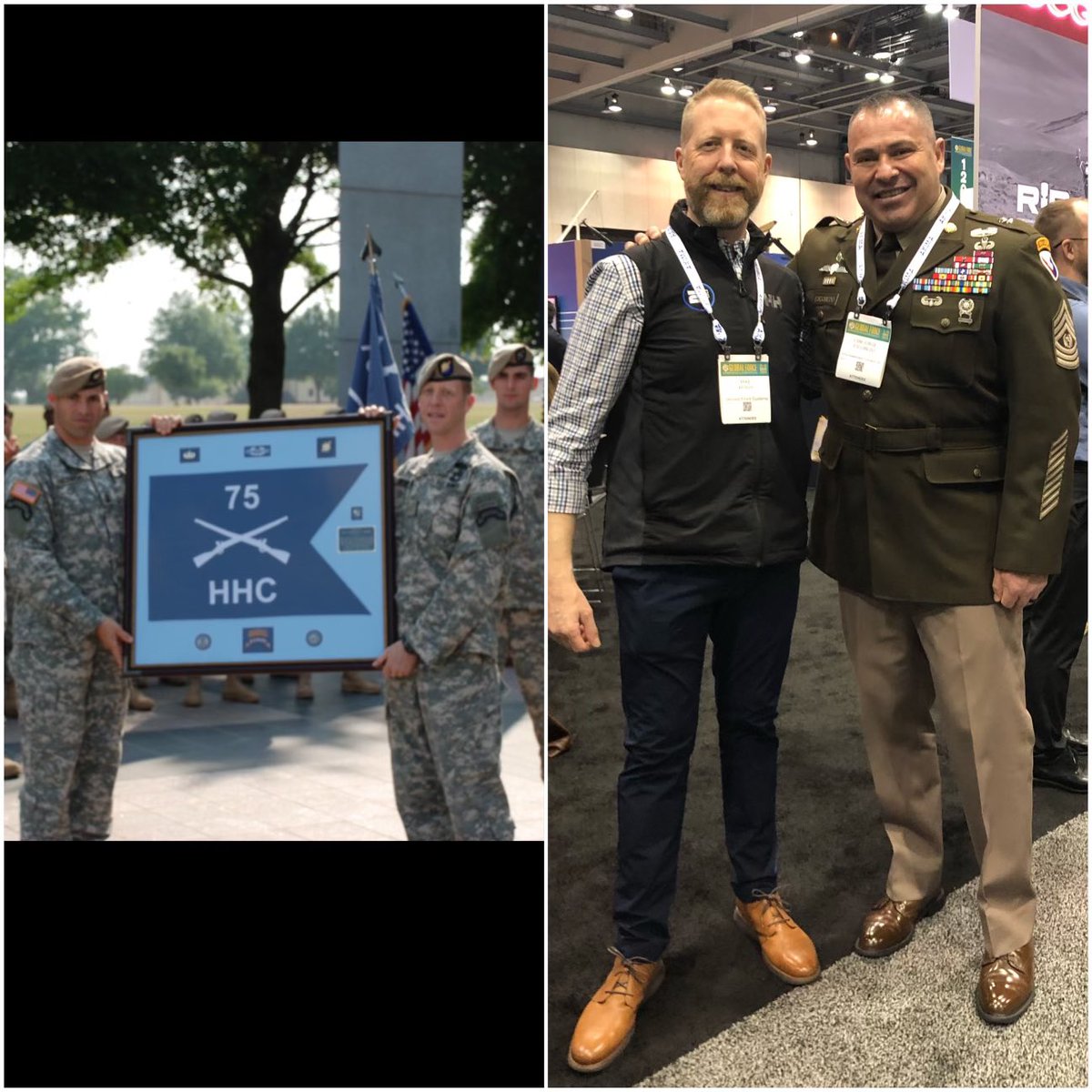 HQDAG4_SGM's tweet photo. What at honor & privilege running into Retired Colonel Michael Berdy, a tremendous leader, great human being, and friend!! 2007-2008 HHC 75th Ranger Regiment Company Command team reunion at 2023ย AUSA Global Force Symposium & Exposition; then and now #LoveServing & #LoveOurArmy https://t.co/7VEjhbvl1y