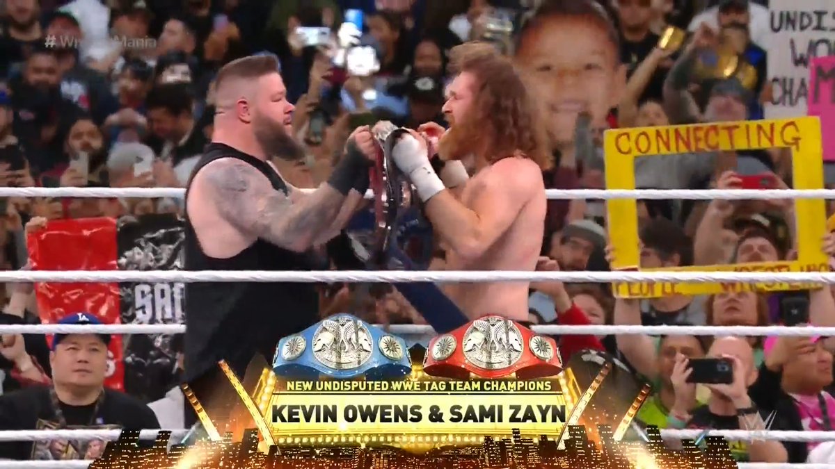 wweontnt's tweet photo. C'est Magnifique! 

@FightOwensFight @SamiZayn 

#WrestleMania https://t.co/A0ASwtkw8p