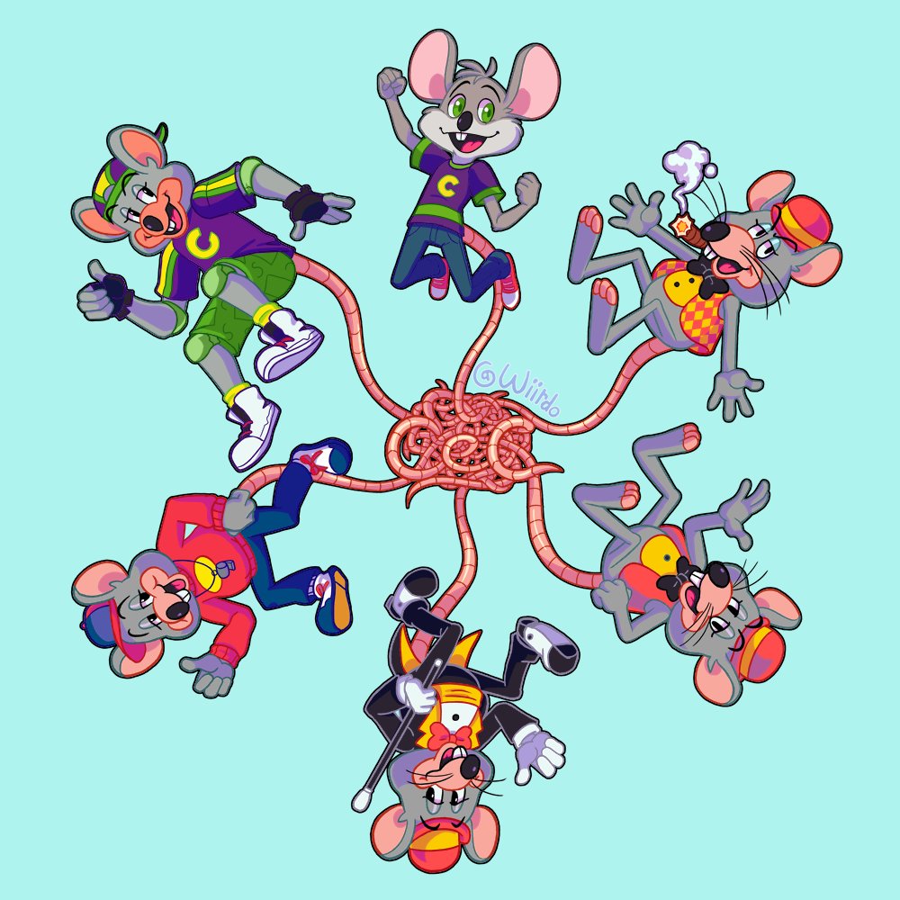 Wiirdo's tweet photo. Behold: A Rat King of Chuck e Cheeses https://t.co/SMFhQ3exOI